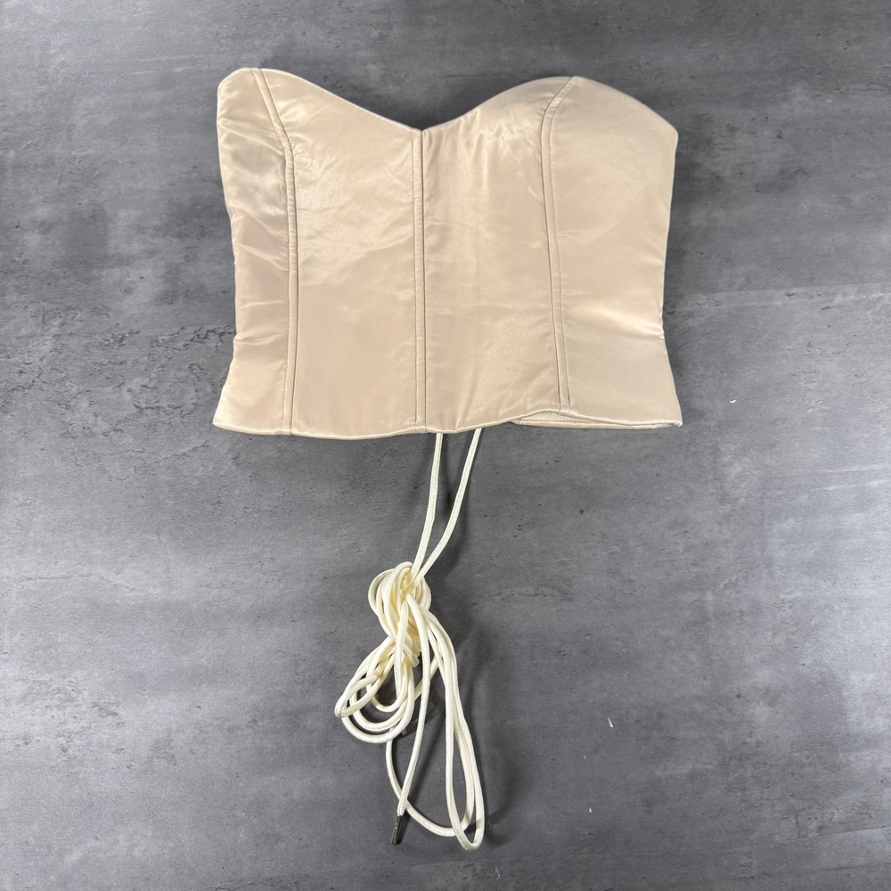 In Vogue Tube Top Womens S Corset Cream Lace Up Back NWOT